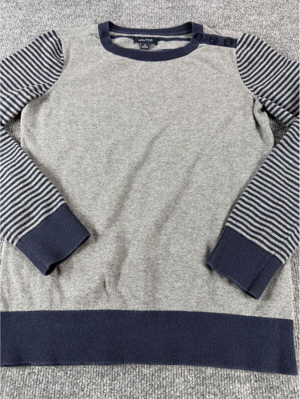 Nautica Women's Sweater Gray Navy Size Small, 3 Button accent, nautical, preppy - Picture 2 of 9